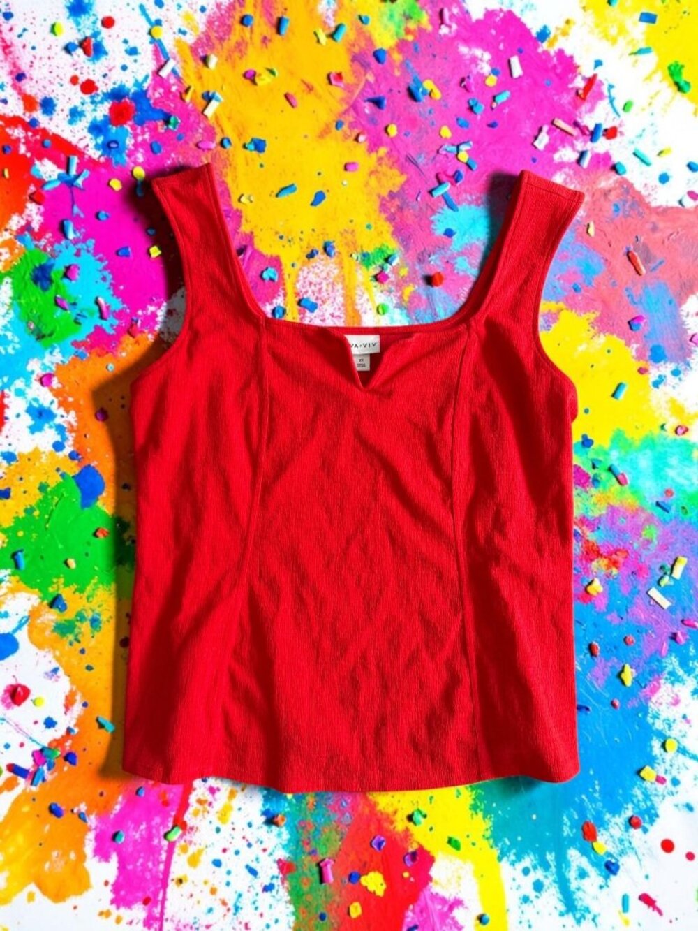 AVA & VIV Womens Red Shelf Tank Top Size 2X